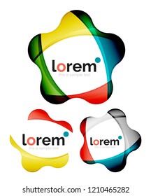 Set of geometric shape convergence logo icon templates