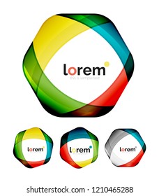 Set of geometric shape convergence logo icon templates