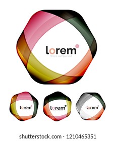 Set of geometric shape convergence logo icon templates