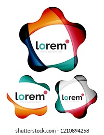 Set of geometric shape convergence logo icon templates