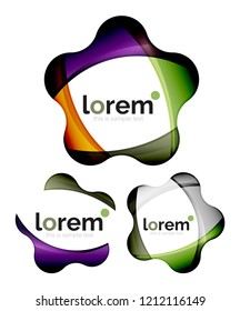 Set of geometric shape convergence logo icon templates