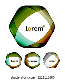 Set of geometric shape convergence logo icon templates