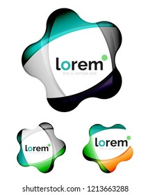 Set of geometric shape convergence logo icon templates