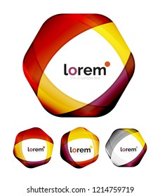 Set of geometric shape convergence logo icon templates