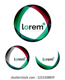 Set of geometric shape convergence logo icon templates