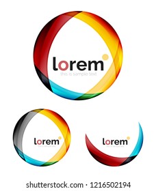 Set of geometric shape convergence logo icon templates