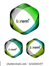 Set of geometric shape convergence logo icon templates