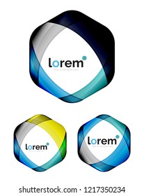 Set of geometric shape convergence logo icon templates
