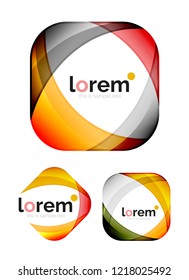 Set of geometric shape convergence logo icon templates