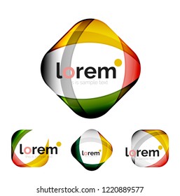 Set of geometric shape convergence logo icon templates