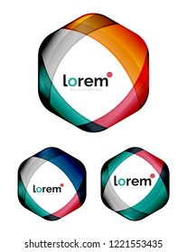 Set of geometric shape convergence logo icon templates