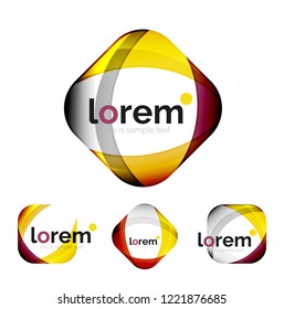 Set of geometric shape convergence logo icon templates