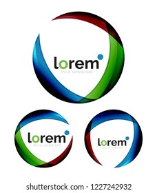 Set of geometric shape convergence logo icon templates