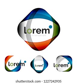 Set of geometric shape convergence logo icon templates