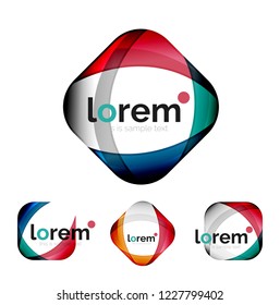 Set of geometric shape convergence logo icon templates