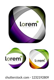 Set of geometric shape convergence logo icon templates