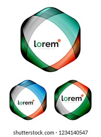 Set of geometric shape convergence logo icon templates