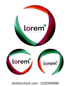 Set of geometric shape convergence logo icon templates