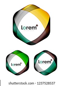 Set of geometric shape convergence logo icon templates