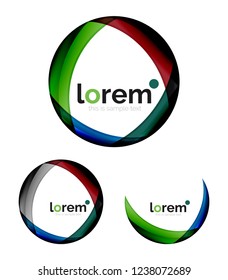 Set of geometric shape convergence logo icon templates