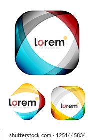 Set of geometric shape convergence logo icon templates