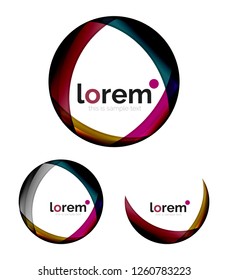 Set of geometric shape convergence logo icon templates
