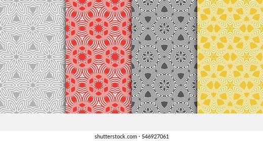 set of geometric shape floral seamless pattern. decorative texture for wallpaper, invitation. Vector illustration. color.