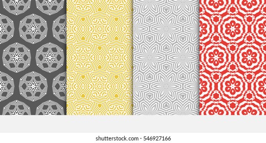 set of geometric shape floral seamless pattern. decorative texture for wallpaper, invitation. Vector illustration. color.