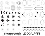 Set of geometric shape. Set of frame and border shape. Futuristic shape and minimalism Border element. Set vector icon element. Collection of geometric shape.