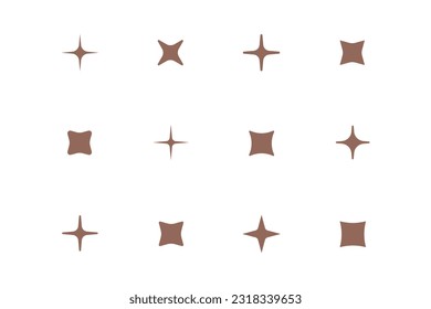 Set of geometric shape - stars and rhombus. Modern linear design sign.