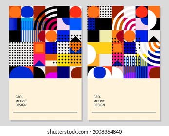 Set of geometric shapes abstract background vector illustration.Colorful shape design for template,cover,card, banner,book,invitation.