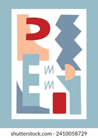 Set of geometric shapes. Abstract background shapes with brutalism style. Geometric posters. Direction in architecture. Retro elements. Minimalist design. Flat illustration
