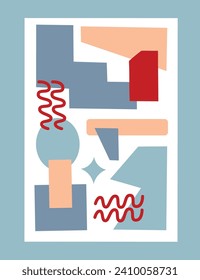 Set of geometric shapes. Abstract background shapes with brutalism style. Geometric posters. Direction in architecture. Retro elements. Minimalist design. Flat illustration