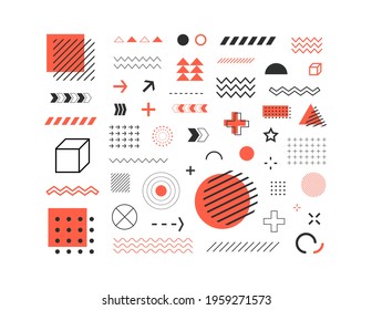 Set Of Geometric Shapes. Abstract design symbols and elements . Vector illustration