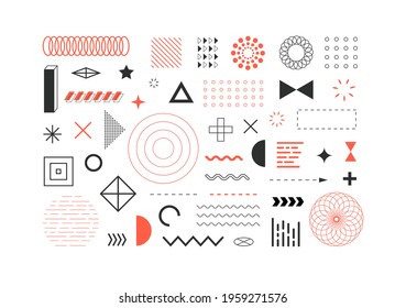 Set Of Geometric Shapes. Abstract design symbols and elements isolated on white. Vector illustration
