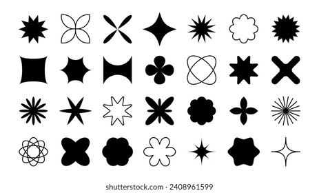 Set of geometric shapes. Abstract geometric elements. Swiss style. Isolated objects on white background. Vector illustration.
