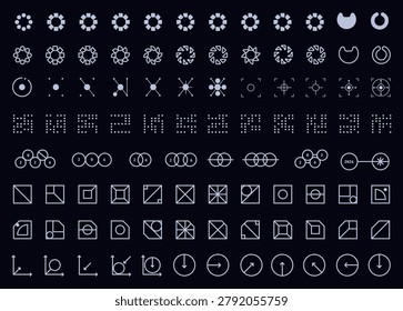 Set of Geometric Shapes and Abstract Elements Collection Micrographic element Futuristic UI Cyber Futuristic technology Collection	