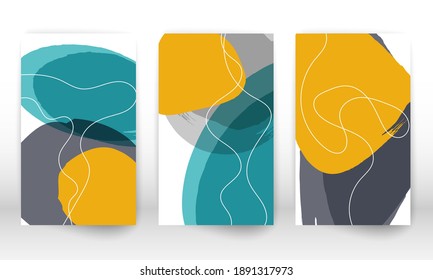 Set of geometric shapes. Abstract hand drawn watercolor effect design elements. Modern art print. Contemporary design with doodle shapes.