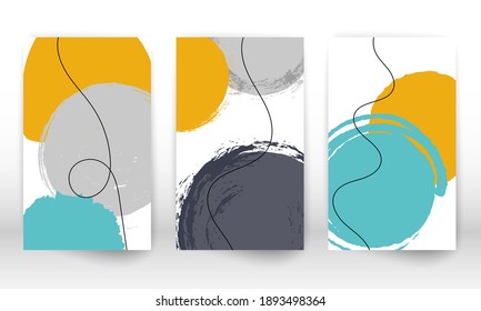 Set of geometric shapes. Abstract hand drawn watercolor effect design elements. Modern art print. Contemporary design with doodle shapes.