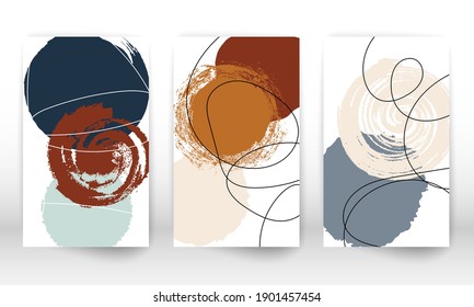 Satz geometrischer Formen. Abstrakte, handgezeichnete Elemente des Aquarelleffekts. Moderner Kunstdruck. Modernes Design mit doodlen Formen.