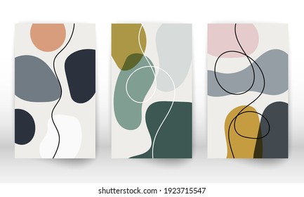 Set of geometric shapes. Abstract hand drawn watercolor effect design elements. Modern art print. Contemporary design with doodle shapes.