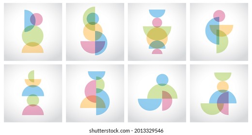Set of geometric shapes. Abstract modern graphic elements for web, banner, poster, leaflet, notebooks, planners, brochures, book etc. Collection trendy colourful circle shapes, vectors EPS.10.