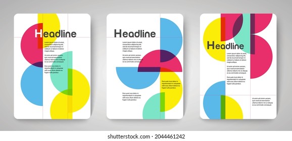 Set of geometric shapes. Abstract modern graphic elements for book cover, web, banner, poster, leaflet, notebooks, planners, brochures, Collection trendy colourful circle shapes, vectors EPS.10.
