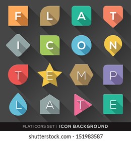 Set Of Geometric Shapes Background For Flat Icons With Long Shadow For App / Web / UI / Button / Interface Design