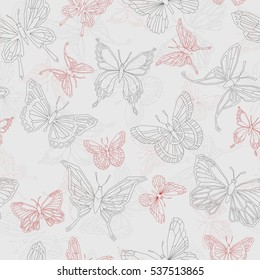 Set geometric shapes butterflies. Vector illustration EPS10. Seamless background.