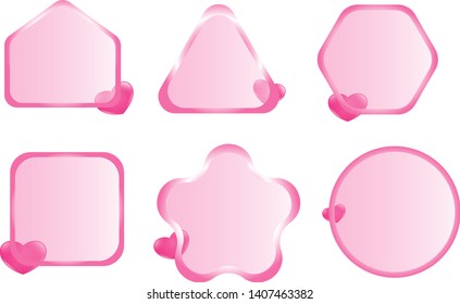 "Set of geometric shapes, clear textures.Used for banners in the concept of love.Isolated from the white background.vector illustration."
