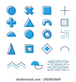 Set of geometric shapes. Collection trendy halftone vector geometric shapes.