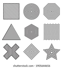 Set of geometric shapes. Collection trendy halftone vector geometric shapes.