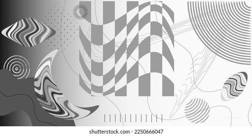 Conjunto de formas geométricas. Combinación de elementos de medio tono. Composición en segundo plano. Elementos para web, vintage, publicidad, banner.