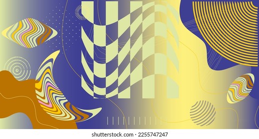 Conjunto de formas geométricas. Combinación de elementos de medio tono. Composición en segundo plano. Elementos para web, vintage, publicidad, banner.